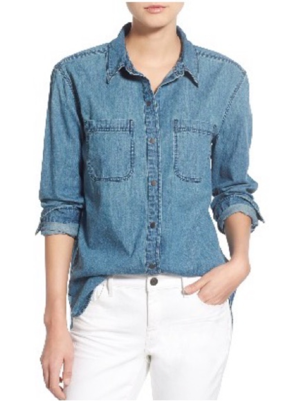 Treasure & Bond Chambray Boyfriend Shirt